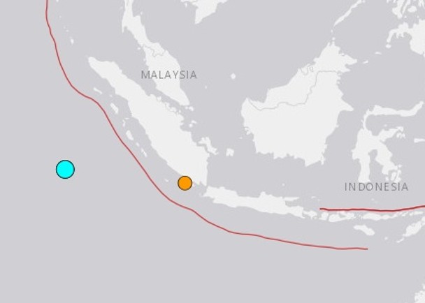北蘇門答臘省6.2級地震　暫時未有傷亡
