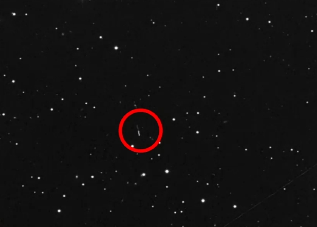 有網站直播小行星（紅圈示）掠過的情況。（互聯網圖片）