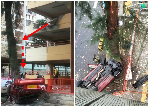 飛車墮樓 車頭落地助卸去部份衝力 即時新聞 港澳 On Cc東網